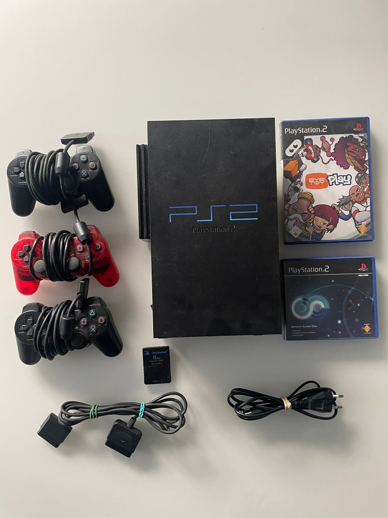 Sony - Playstation 2 (PS2) - with 3 Controller, Memory Card, Controller Extension, Eye Toy and Network software - Konsola do gier wideo + gry #1.0