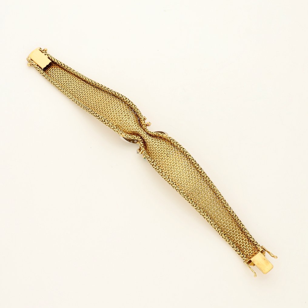 手镯 - 18K包金 黄金, 白金 钻石 (天然) - 红宝石,祖母绿 #2.1