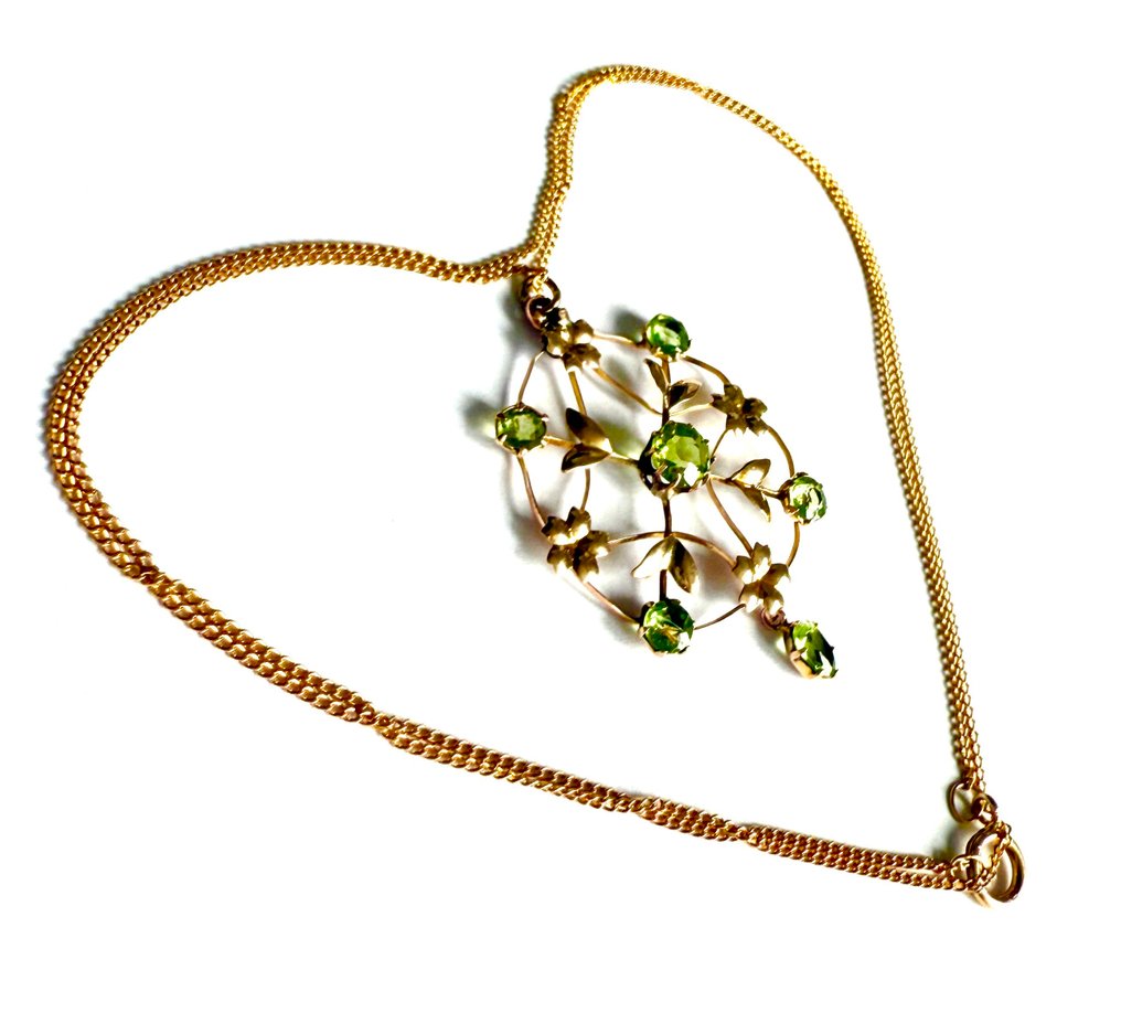 项链 - 9 kt. 黄金 - 9克拉新艺术风格橄榄石 #3.2