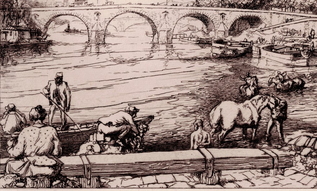 Auguste Lepère (1849-1918) - L' Abreuvoir - Pont Marie in Paris - 1902 #3.2