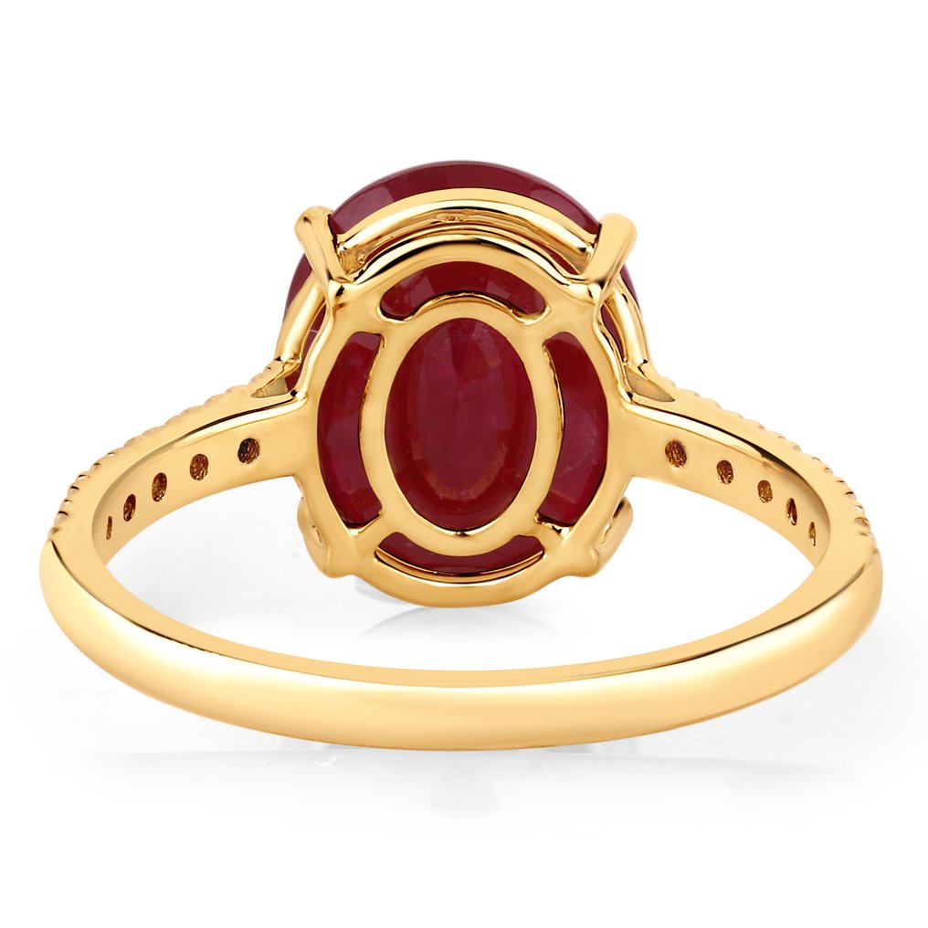Bague - 14 carats Or jaune -  4.46ct. tw. Rubis - Diamant #2.1