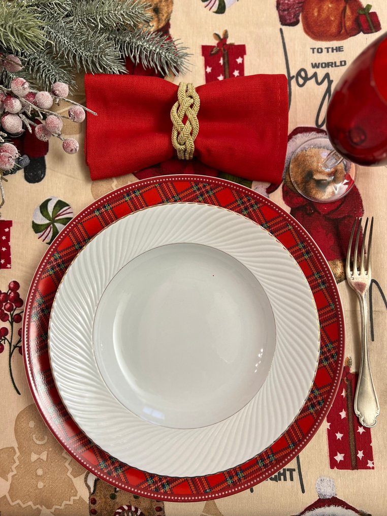 Complete Christmas tablecloth set for 24 seats + napkins for large tables - Tablecloth  - 355 cm - 140 cm #1.0