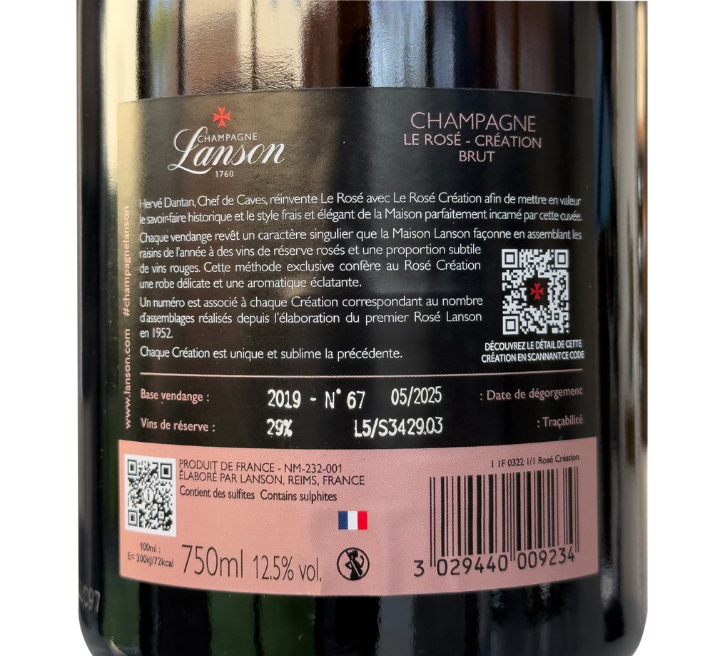 Champagne Lanson, "Le Rosé Création" - Champagne - 6 Bottles (0.75L) #3.2