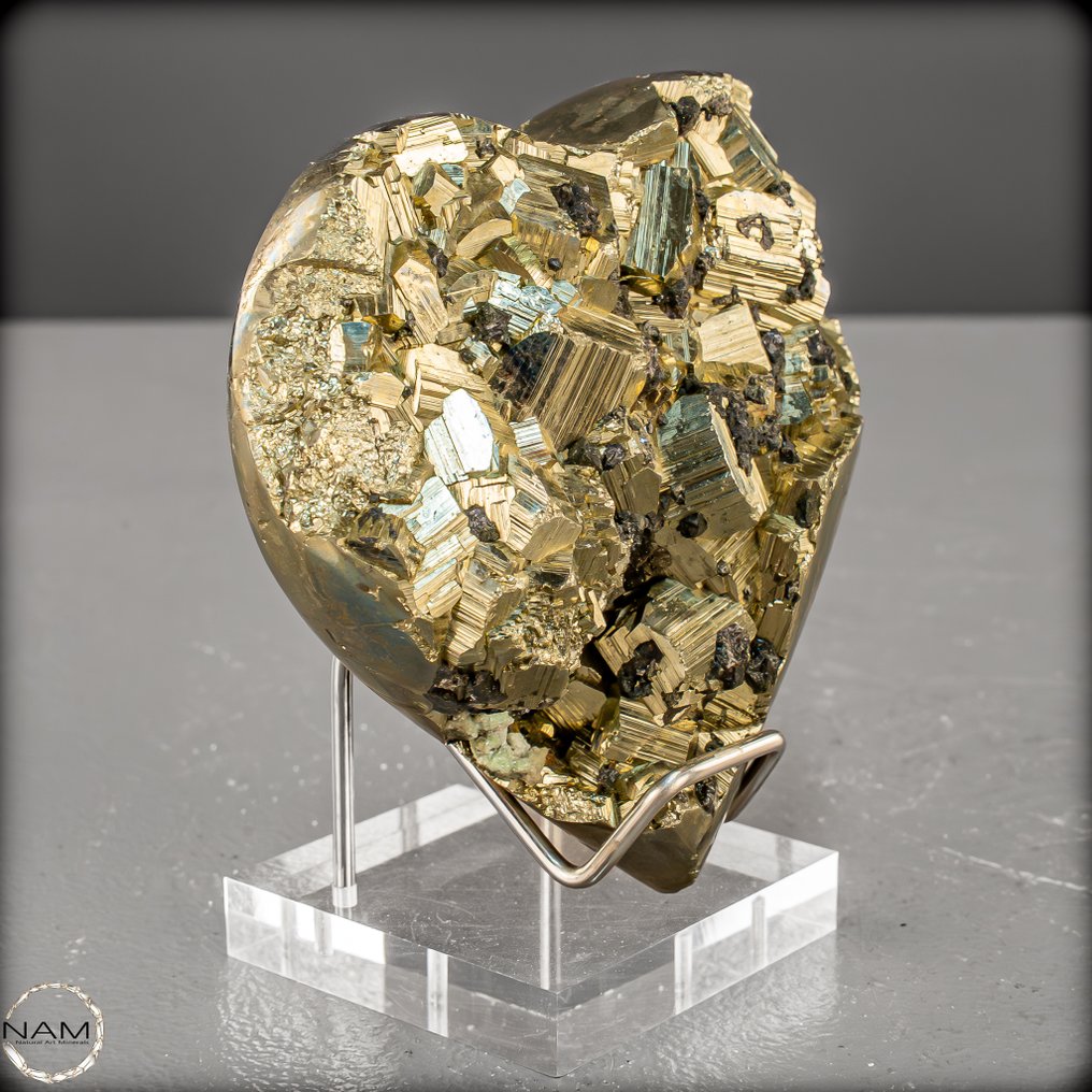 Naturligt pyrit-hjerte Symbol for styrke, selvsikkerhed og beskyttelse- 643.36 g #1.0