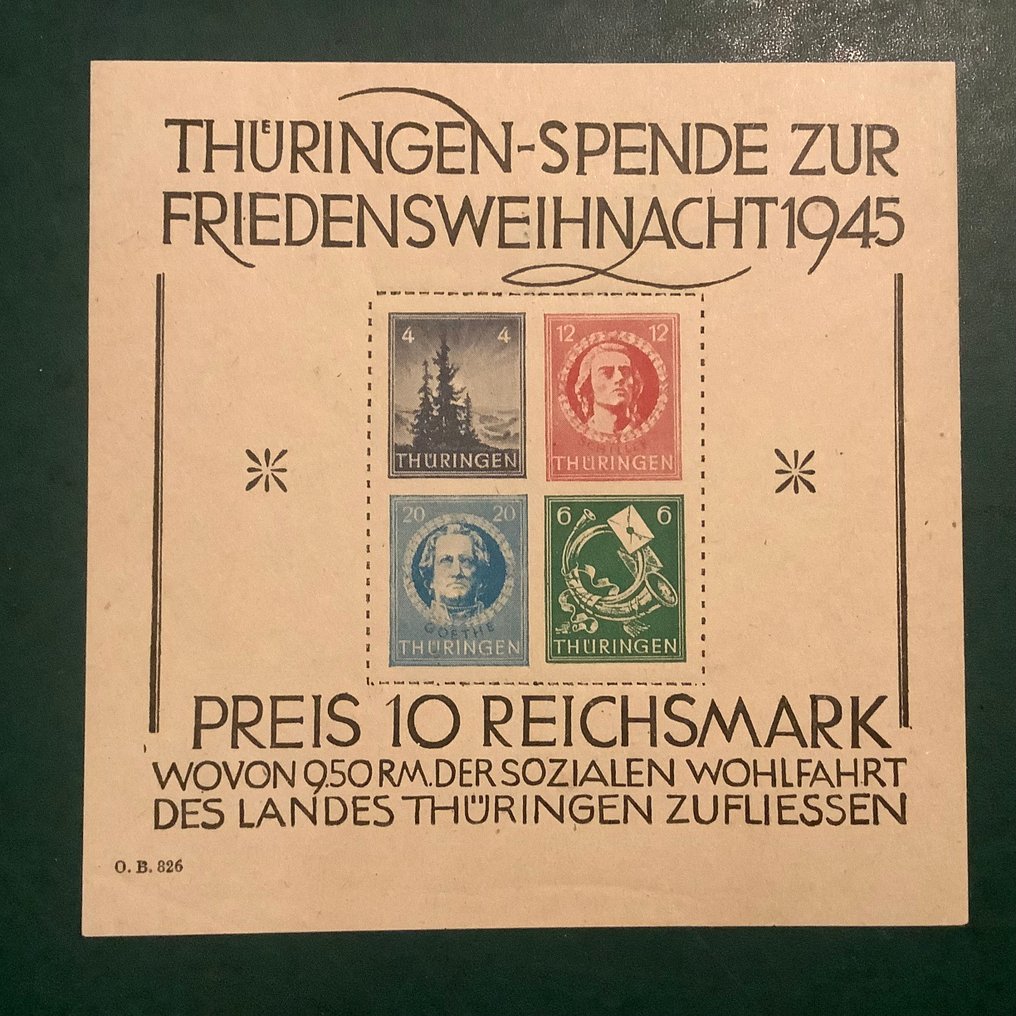 同盟国军事占领德国(苏维埃区域) 1945 - 图林根;大圣诞块 - Michel blok 2v #1.0