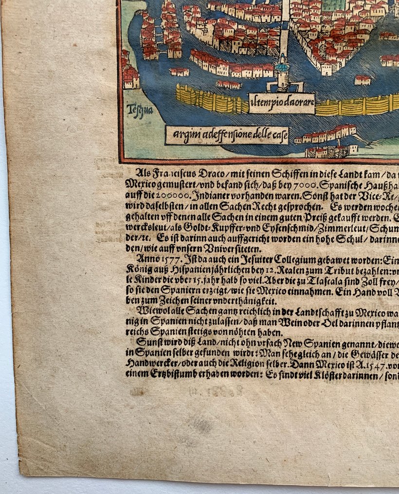 Mexico - Mexico City; Sebastian Münster - Der Statt Mexico sonsten Themistitan genannt / welches die Hauptstatt  ist dieses Königreichs Mexico - 1581-1600 #4.3