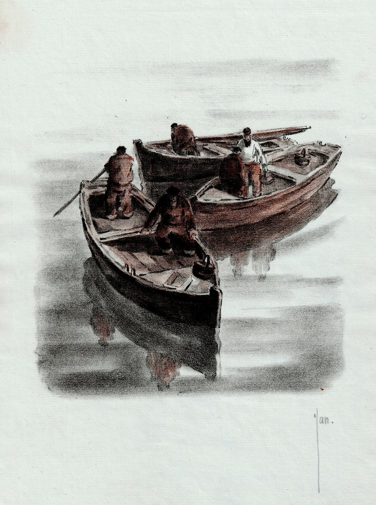 Robert Yan (1901-1994) - Fishermen in their boats #1.0