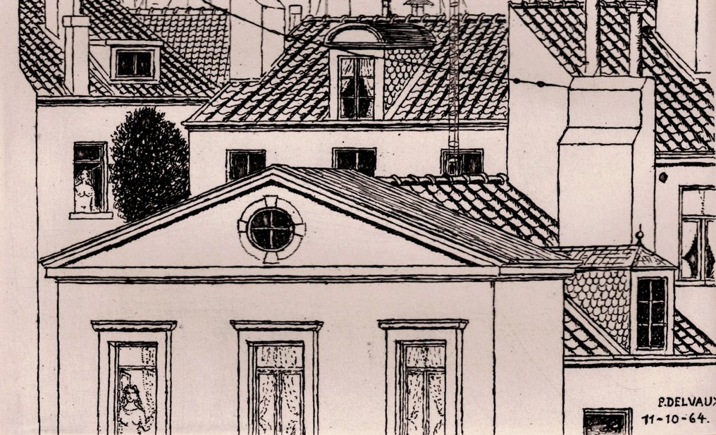 Paul Delvaux (1897 -1994) - The Roofs of Bussels - 1964 #1.0