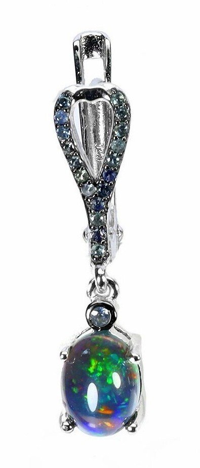 Ingen mindstepris - Øreringe Sølv - Black Opal, Sapphire #3.2