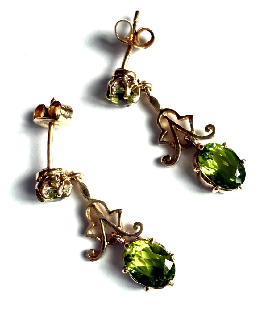 耳环 - 9 kt. 黄金 - 9ct黄金橄榄石耳环 #2.1