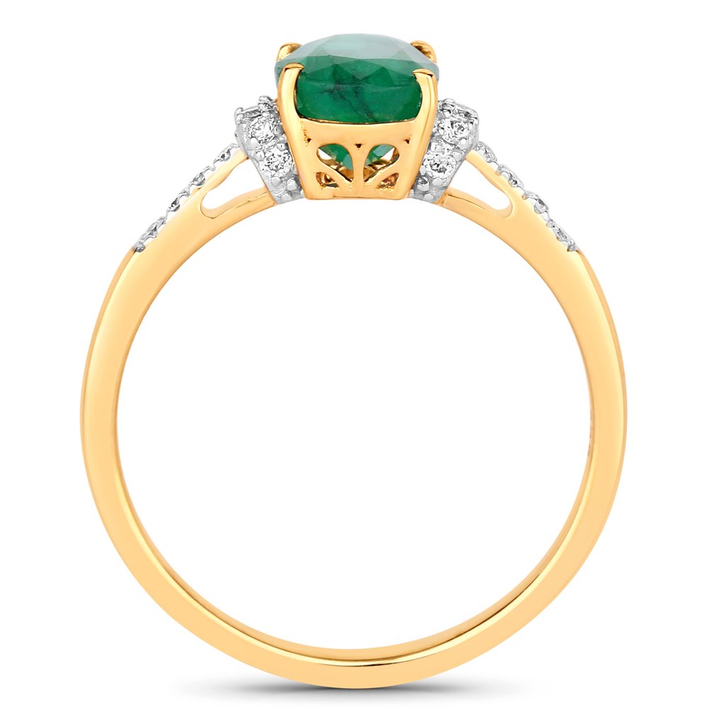 Ring - 14 karat Gulguld, Hvidguld -  1.46ct. tw. Smaragd - Diamant #3.2