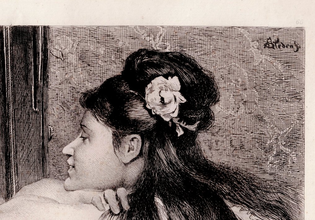 Alfred Stevens (1817-1875) - La coquette, by Leopold  Flameng - 1878 #2.1