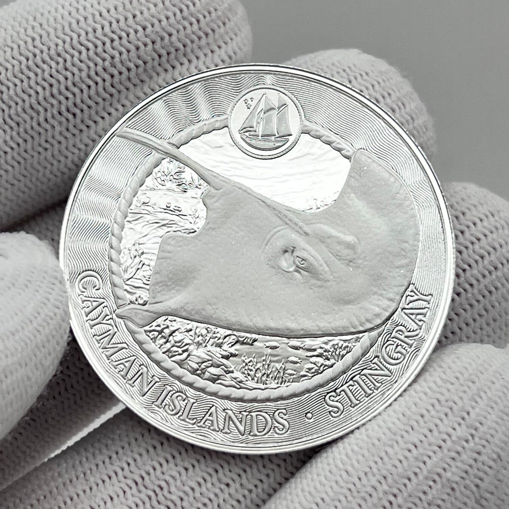 Kaaimaneilanden (Brits overzees gebied). 1 Dollar 2025 Stingray – 1 oz Silver Coin (.9999) BU (Zonder minimumprijs) #1.0