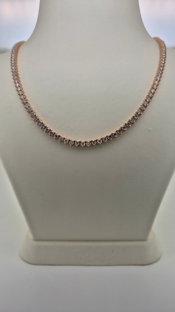 项链 - 14K包金 玫瑰金 - 10.50ct. tw. 钻石 (实验室培育) - 钻石 #1.0