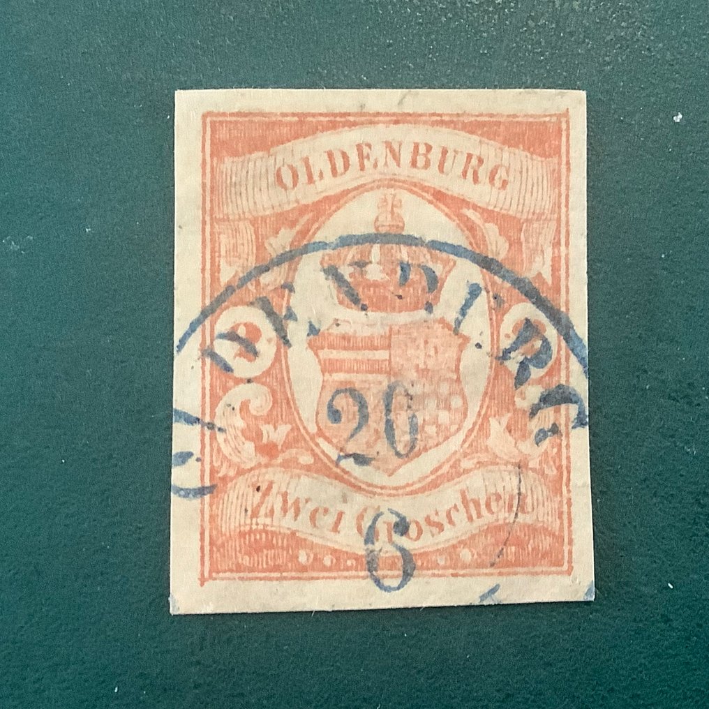 Όλντενμπουργκ 1860 - 2 Groschen αστέρι με ευρύ αυθεντικό περιθώριο και κεντρικό σφραγίδα - ελεγμένο από Thier - Michel 13 #1.0