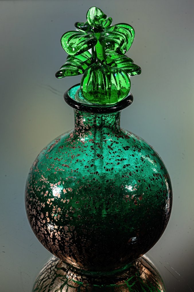 Murano - Jar (2) - Two bottles with aventurine - height 11 & 10.5 cm - Murano glass #3.2