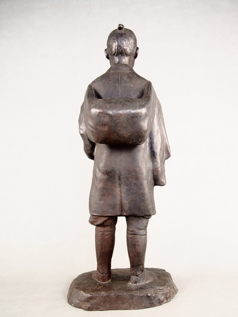 Bronz - Natsume Sadayoshi 夏目貞良 - Statuie a unui comerciant Edo - Shōwa period (1926-1989) #4.3