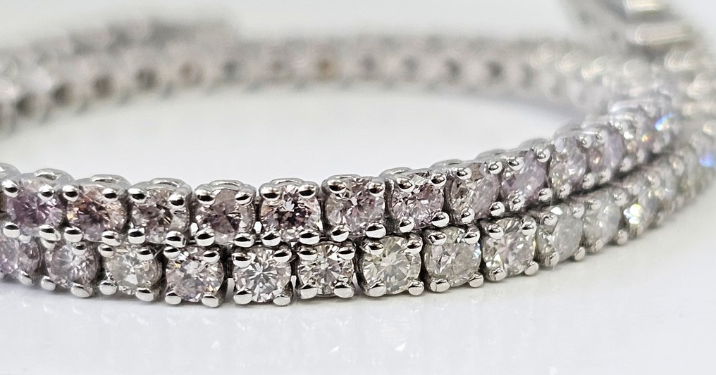 没有保留价 - 手镯 - 14K包金 白金 -  2.50ct. tw. 钻石 (天然) - 钻石 - 浅粉色 #2.1