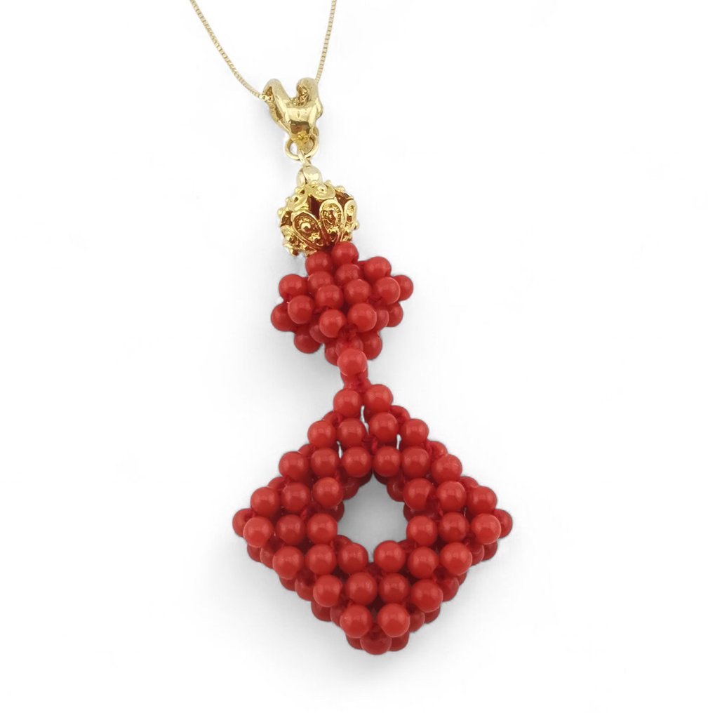 珊瑚 - 银 - 耳环 #1.0