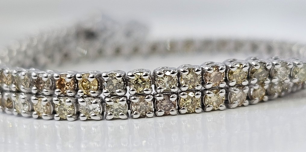 χωρίς τιμή ασφαλείας - Βραχιόλι - 14 καράτια Λευκός χρυσός - 1.90ct. tw. Διαμάντι (Φυσικό) - Διαμάντι - Fancy Mix Colors #1.0