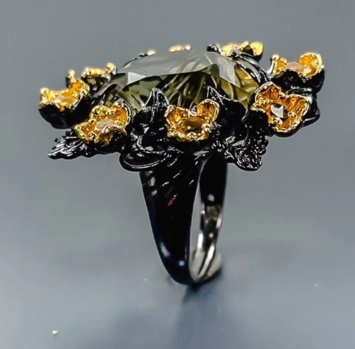 Sem preço de reserva - Anel Argento 925, revestido de ródio e ouro - Gemma Naturale Quarzo #4.3