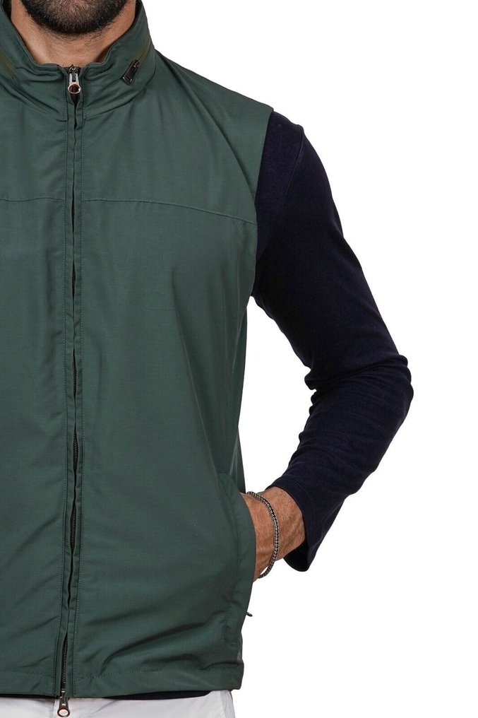 KIRED by KITON RRP 750€ Green Forest Vest Jacket Tailored Sportswear Wool Waterproof - 50 IT - Gilet - New with tags #2.1