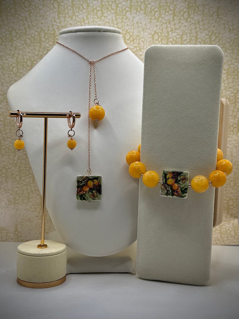 Gioiello d’Autore - 翡翠 - 925银 - 三件珠寶套裝 - 专属劳动力 #1.0