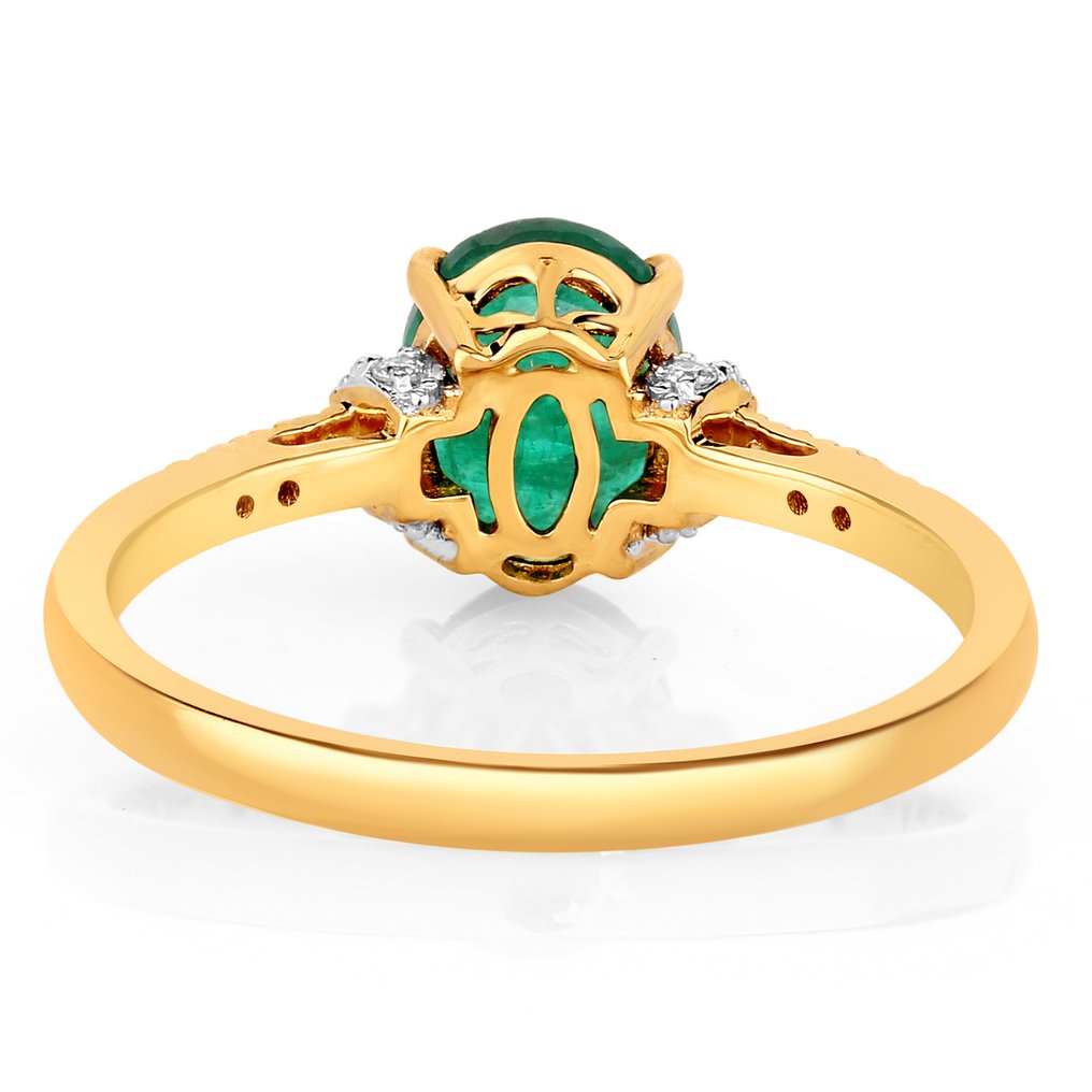 Ring - 14 karat Gulguld, Hvidguld -  1.46ct. tw. Smaragd - Diamant #1.0