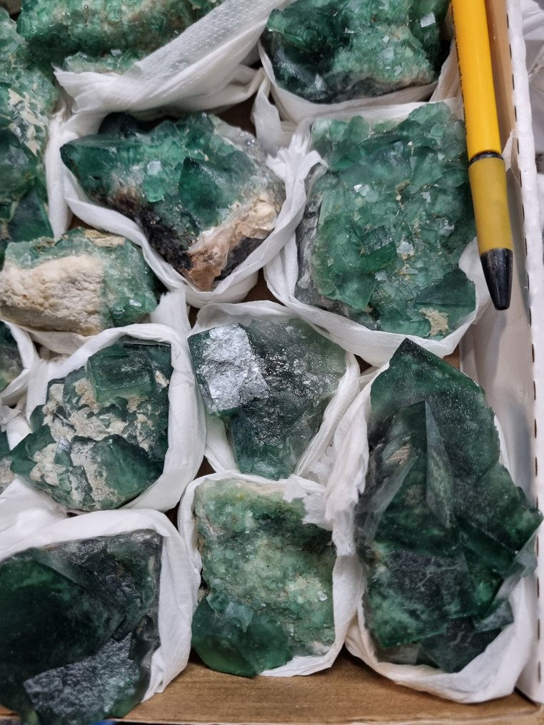 大量高品质绿色萤石簇，尺寸为10.5 / 5.5厘米 - 紫外线反应性 立方体- 2.83 kg #3.2