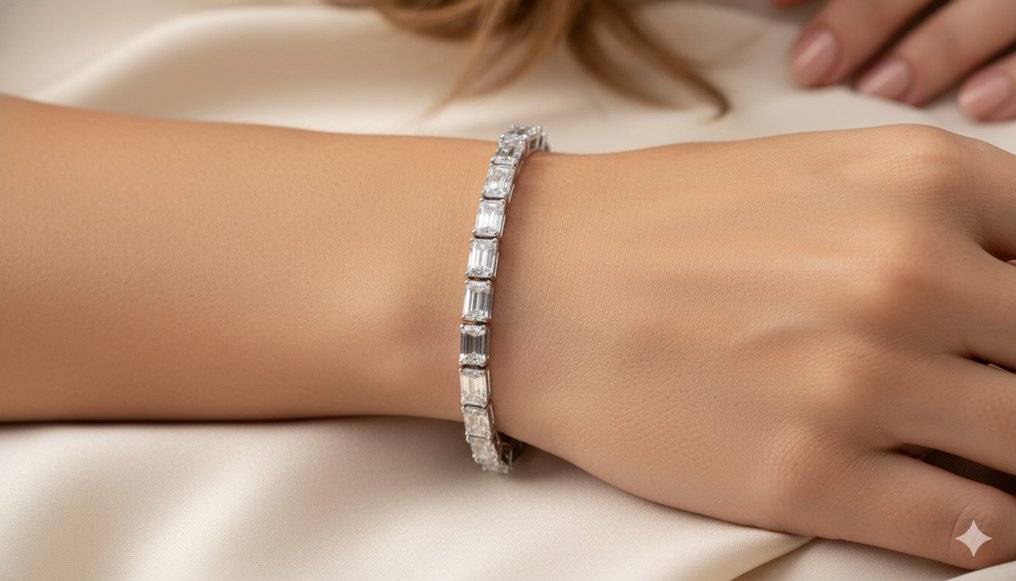 手镯 白金 -  3.60ct. tw. 钻石 (实验室培育) #3.2