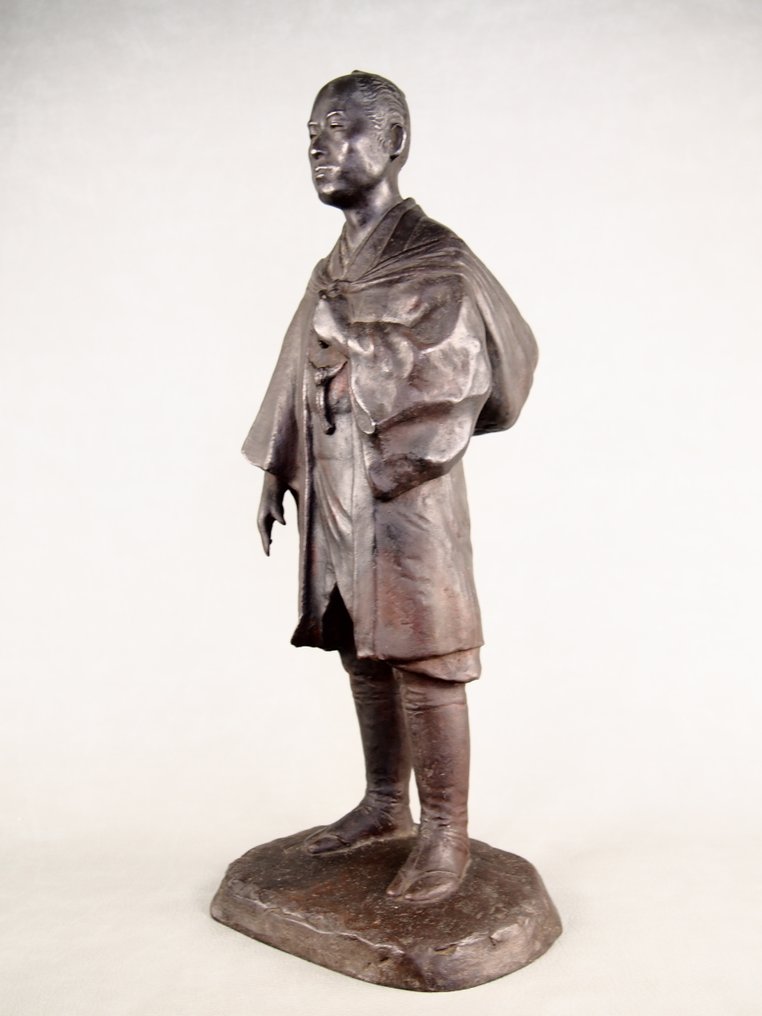 Bronz - Natsume Sadayoshi 夏目貞良 - Statuie a unui comerciant Edo - Shōwa period (1926-1989) #1.0