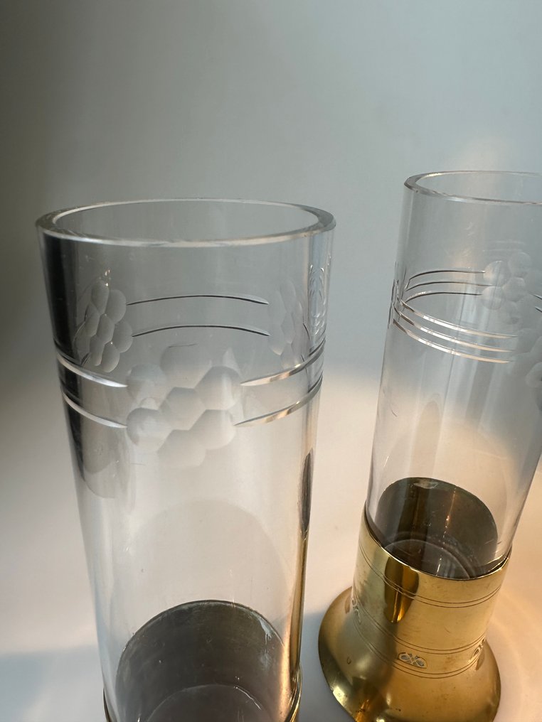 Daalderop - Vase (2) - Messing, Glas - Model 1160 #2.1