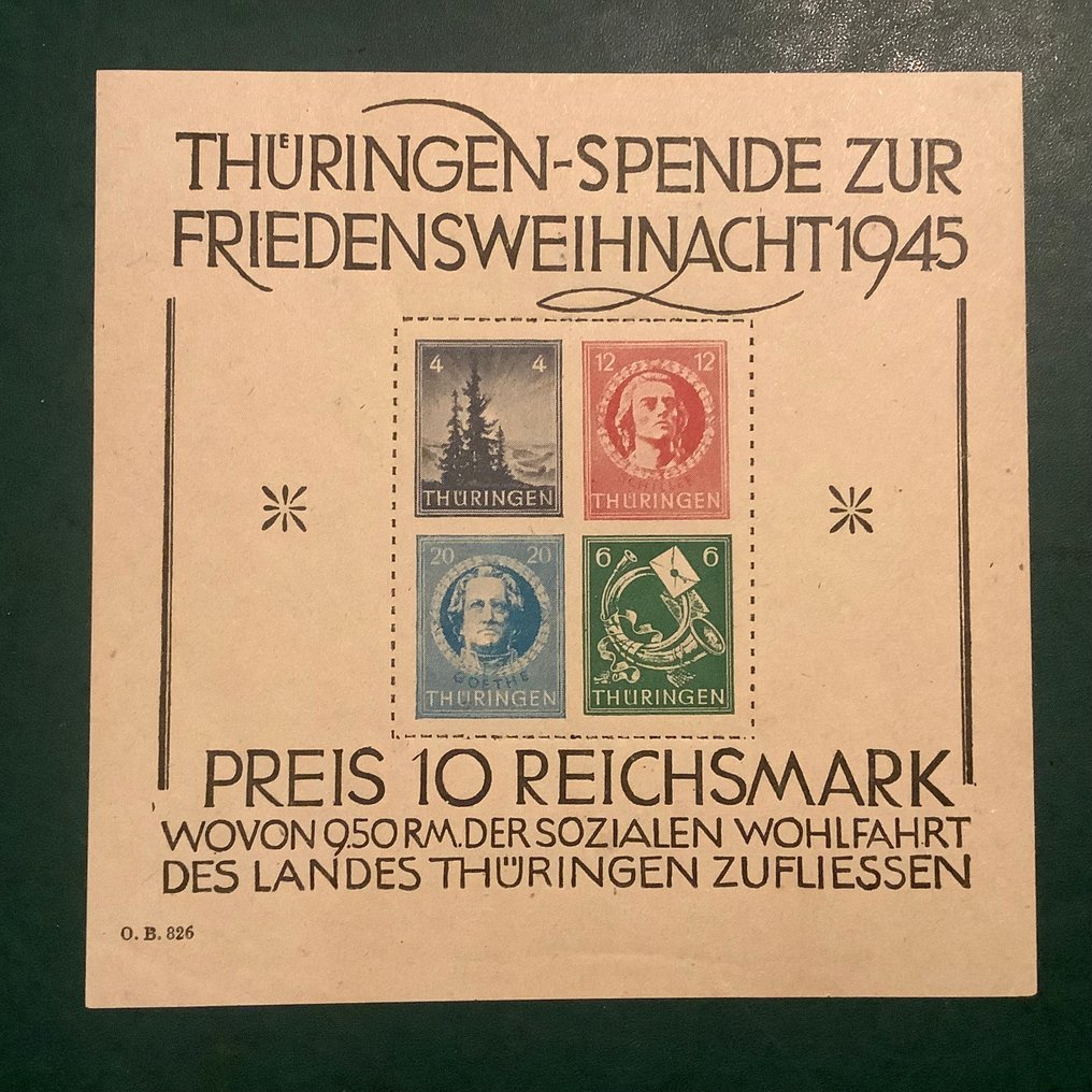 同盟国军事占领德国(苏维埃区域) 1945 - 图林根;大圣诞块 - Michel blok 2v #1.0