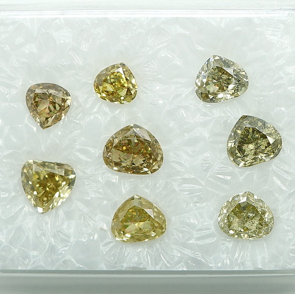 8 pcs 钻石 (天然) - 1.02 ct - 心形 - VS1 轻微内含一级, I2 内含二级 - 安特卫普宝石报告(GRA) #1.0