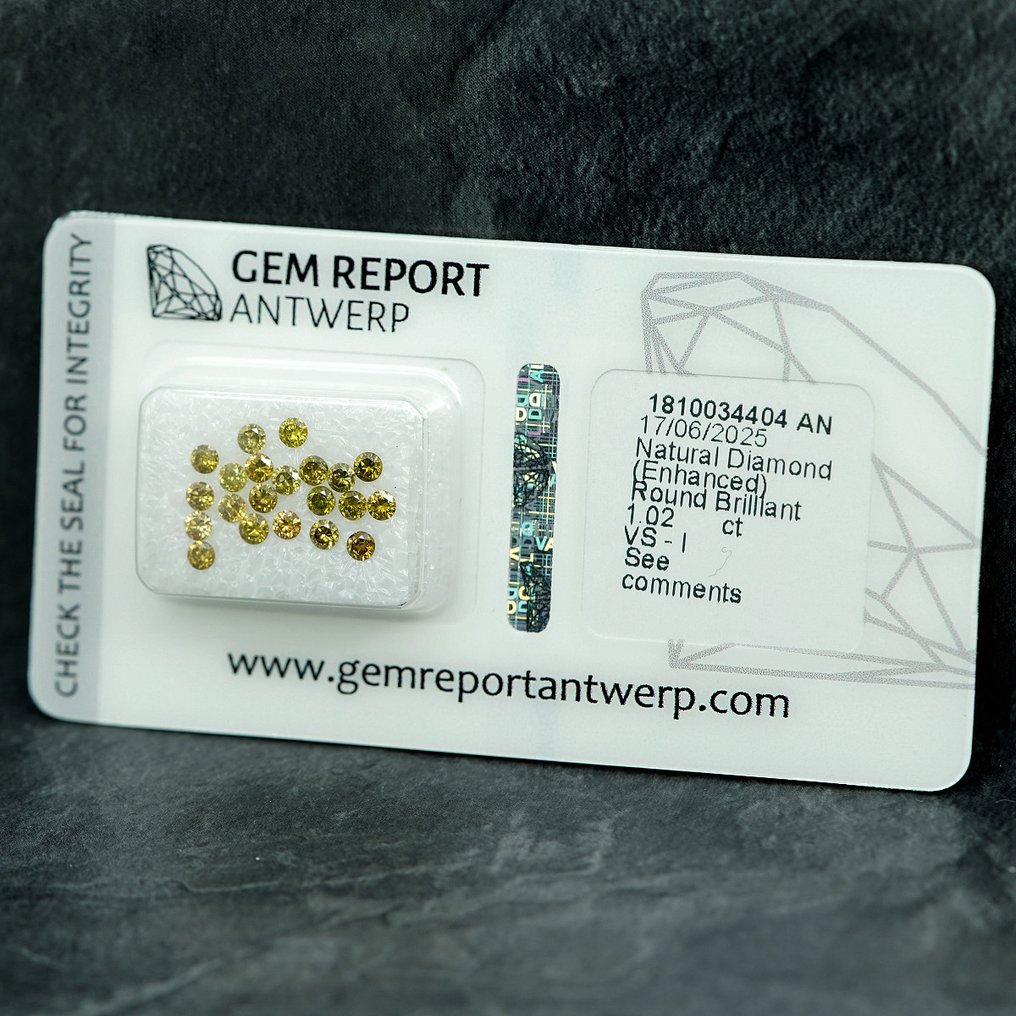 11 pcs 钻石 (经彩色处理) - 1.02 ct - 圆形 - VS1 轻微内含一级, I1 内含一级 - 安特卫普宝石报告(GRA) #4.3