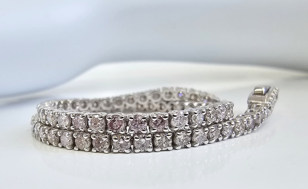 χωρίς τιμή ασφαλείας - Βραχιόλι - 14 καράτια Λευκός χρυσός -  3.00ct. tw. Διαμάντι (Φυσικό) - Διαμάντι - Ανοιχτό ροζ #2.1