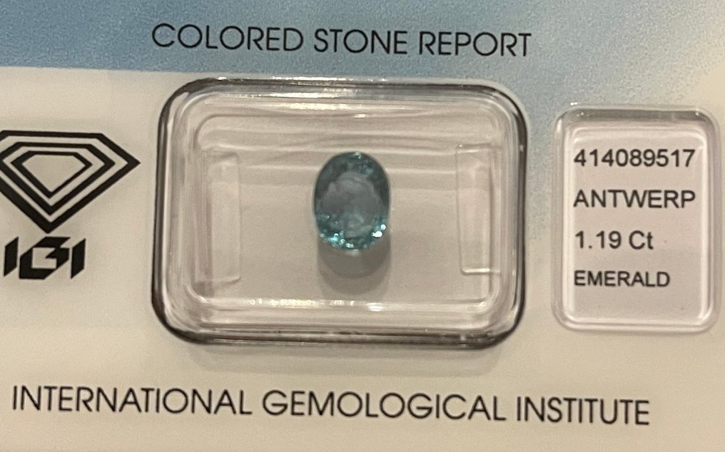 Senza prezzo di riserva - 1 pcs Blu Smeraldo - 1.19 ct - Antwerp Laboratory for Gemstone Testing (ALGT) #1.0