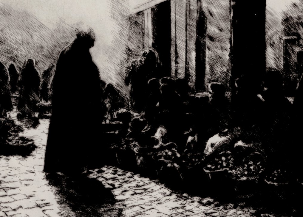 Eugène van Mieghem (1875-1930) - The Vegetable sellers, handsigned and numbered #3.2