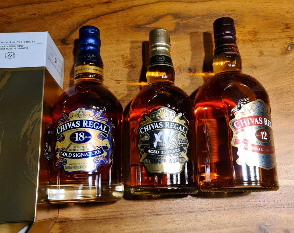 Chivas Regal 12yo - 15yo - 18yo Gold Signature - 70cl, 1 Litre - 3 bottles #2.1