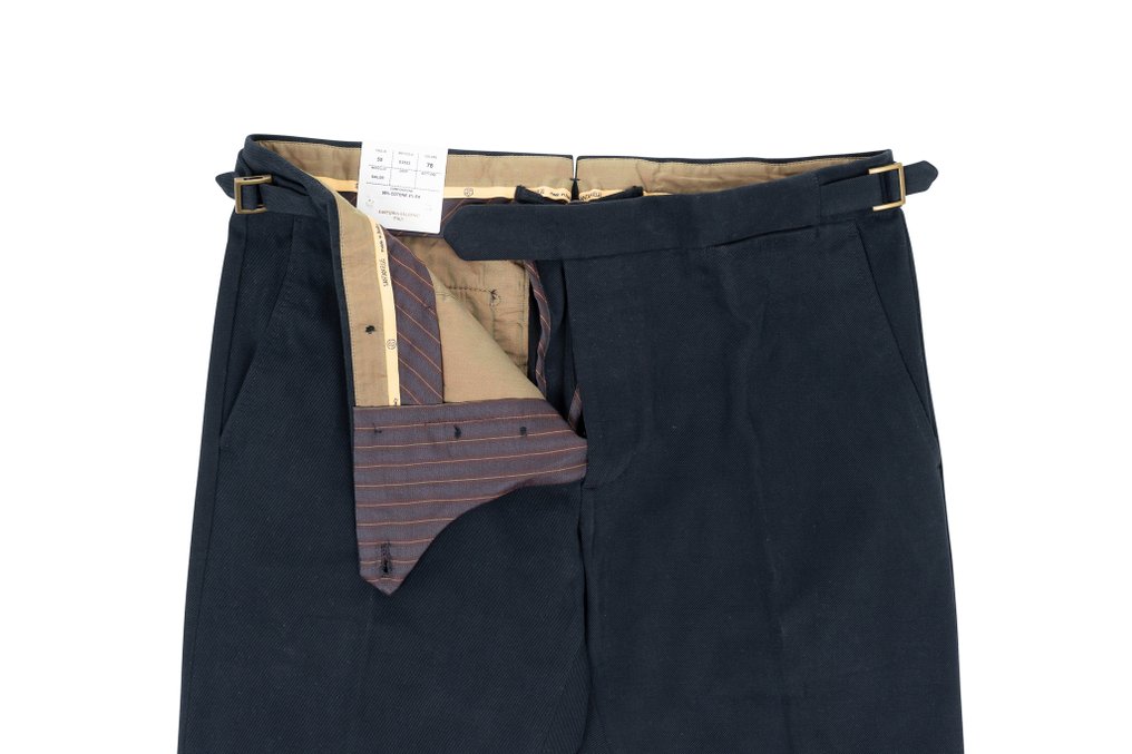 SANTANIELLO RRP 300€ Pant Blue Gabardine Cotton Handmade in Italy - 50 IT - Pantalon - Neuf avec étiquette #1.0