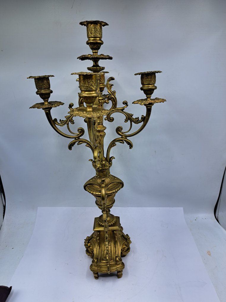 Candelabrum Five points - Gilt bronze - Bronze candelabrum 3.4 kg #4.3