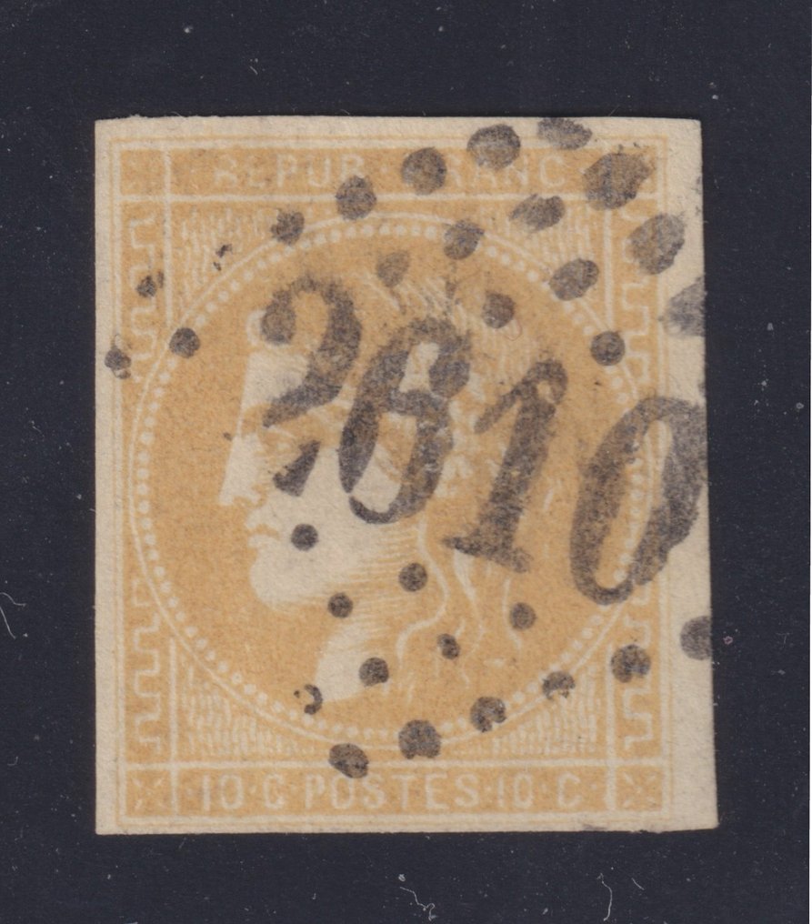France 1870 - Emission from Bordeaux, No. 43Bc, canceled GC, in 'Lemon' shade, signed Calves and Brun. - Yvert #1.0