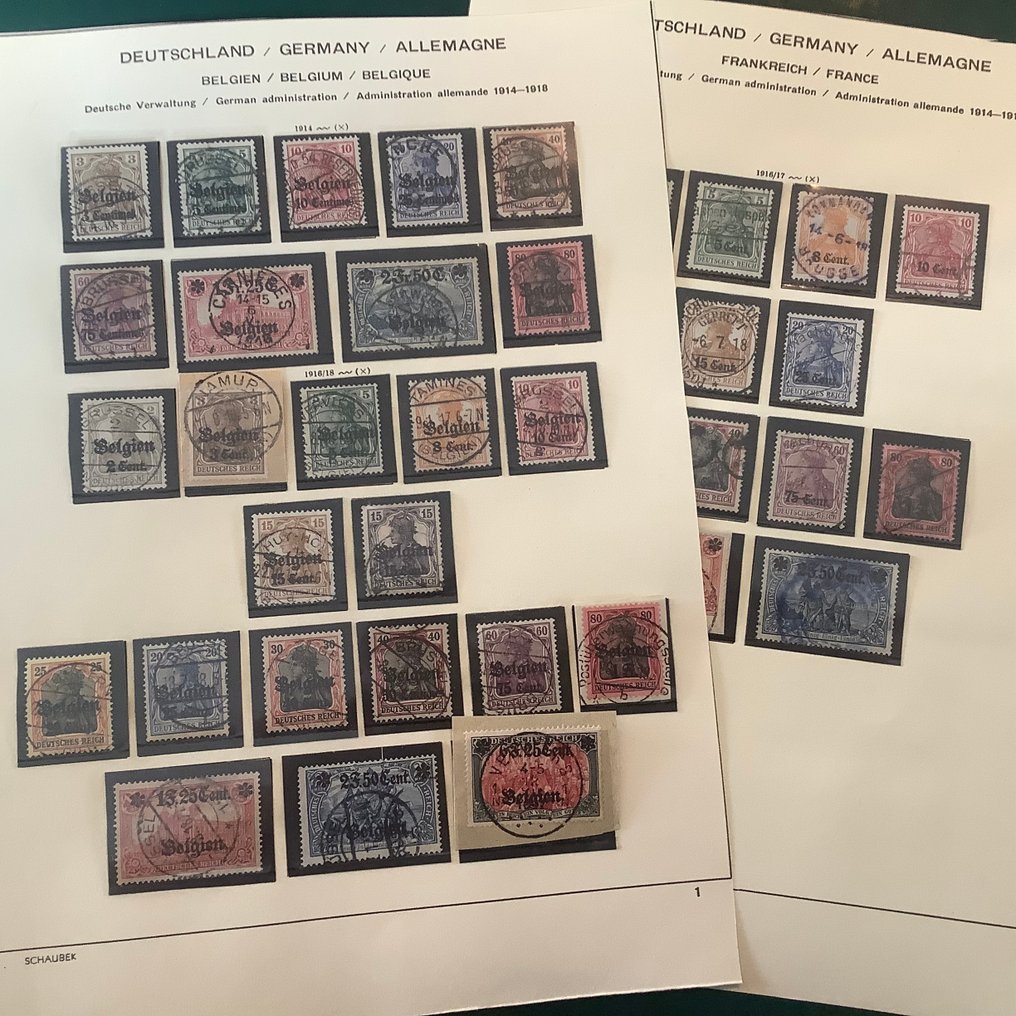 德意志帝国-占领比利时(1914-1918)(“后方”) 1914/1918 - 比利时的完整邮政集邮和西段阶段,带有中央邮戳 - Michel 1/25 en 1/12 #1.0