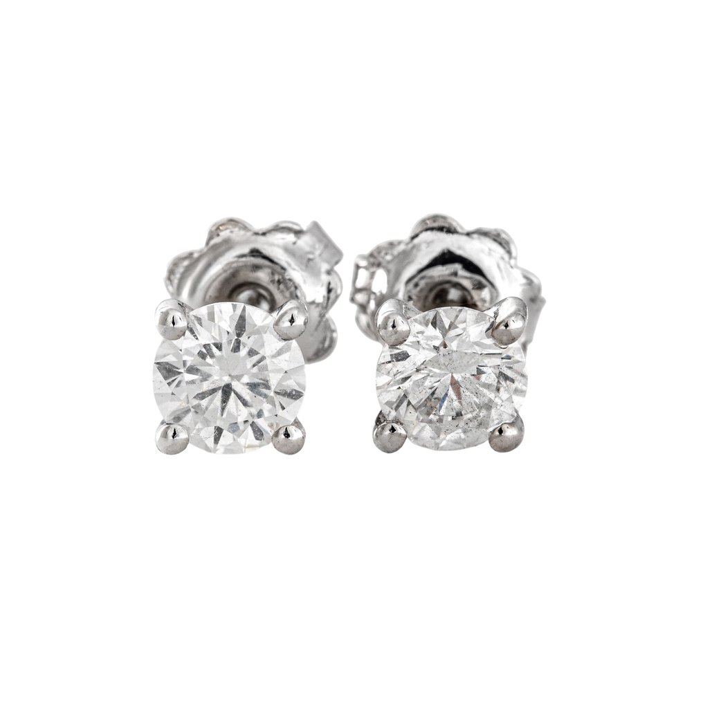 χωρίς τιμή ασφαλείας - Σκουλαρίκια - 14 καράτια Λευκός χρυσός -  1.02ct. tw. Διαμάντι (Φυσικό) #1.0