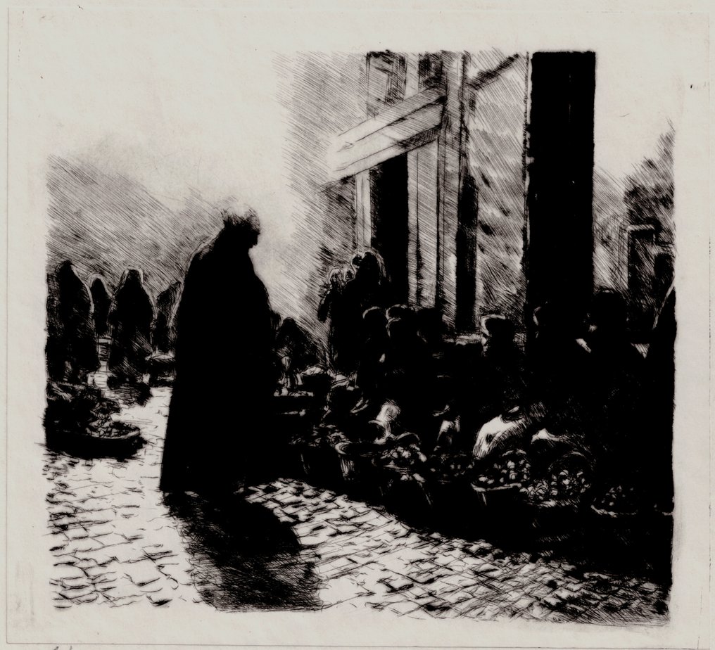 Eugène van Mieghem (1875-1930) - The Vegetable sellers, handsigned and numbered #1.0