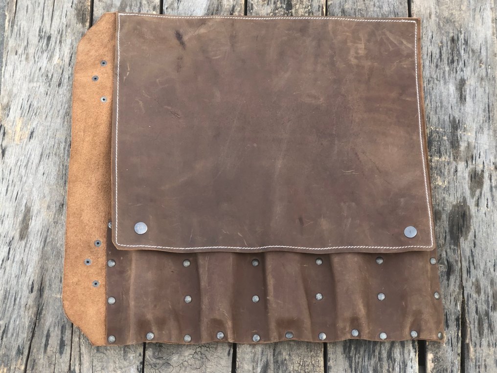 厨刀 - 手工收藏厨师刀具套装（5件）日本特制钢，天然红木柄 - 北美 - 皮革Saya (Z4) #1.0