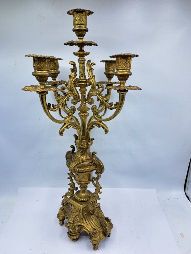 Candelabrum Five points - Gilt bronze - Bronze candelabrum 3.4 kg #2.1