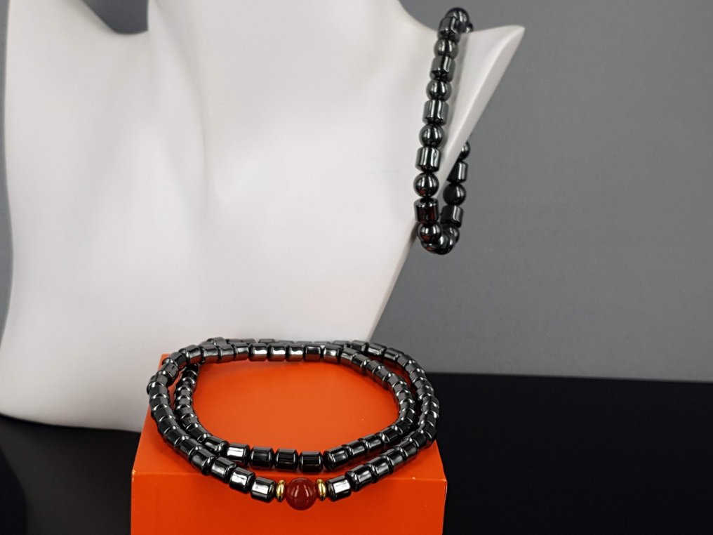 太赫兹与红玉石 / 手链长度16.5厘米 / 免费配送 - 链 #4.3