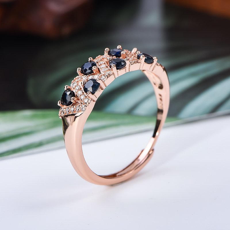 Zonder minimumprijs - Ring Zilver - 0.65ct. tw. Saffier #4.3