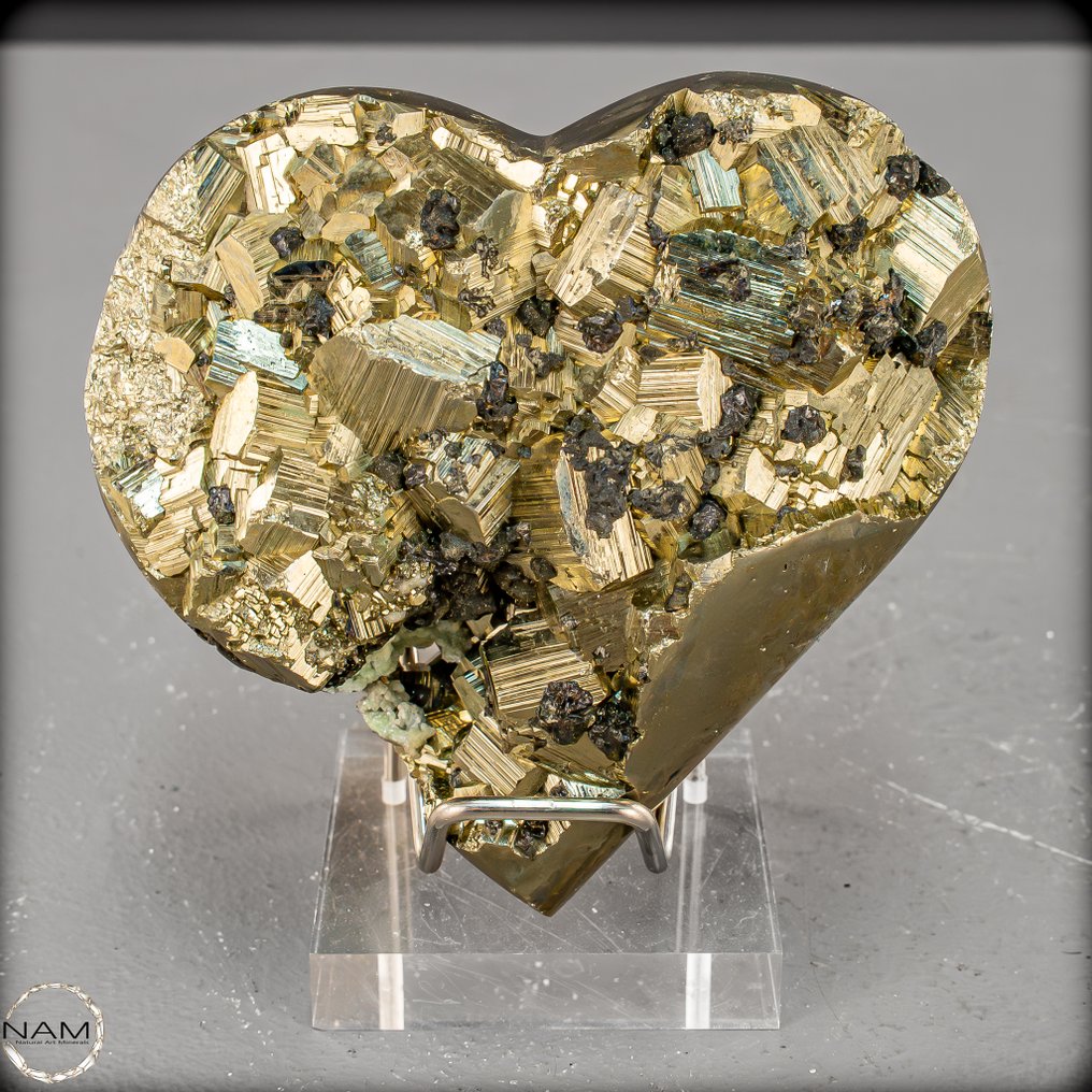 Naturligt pyrit-hjerte Symbol for styrke, selvsikkerhed og beskyttelse- 643.36 g #2.1